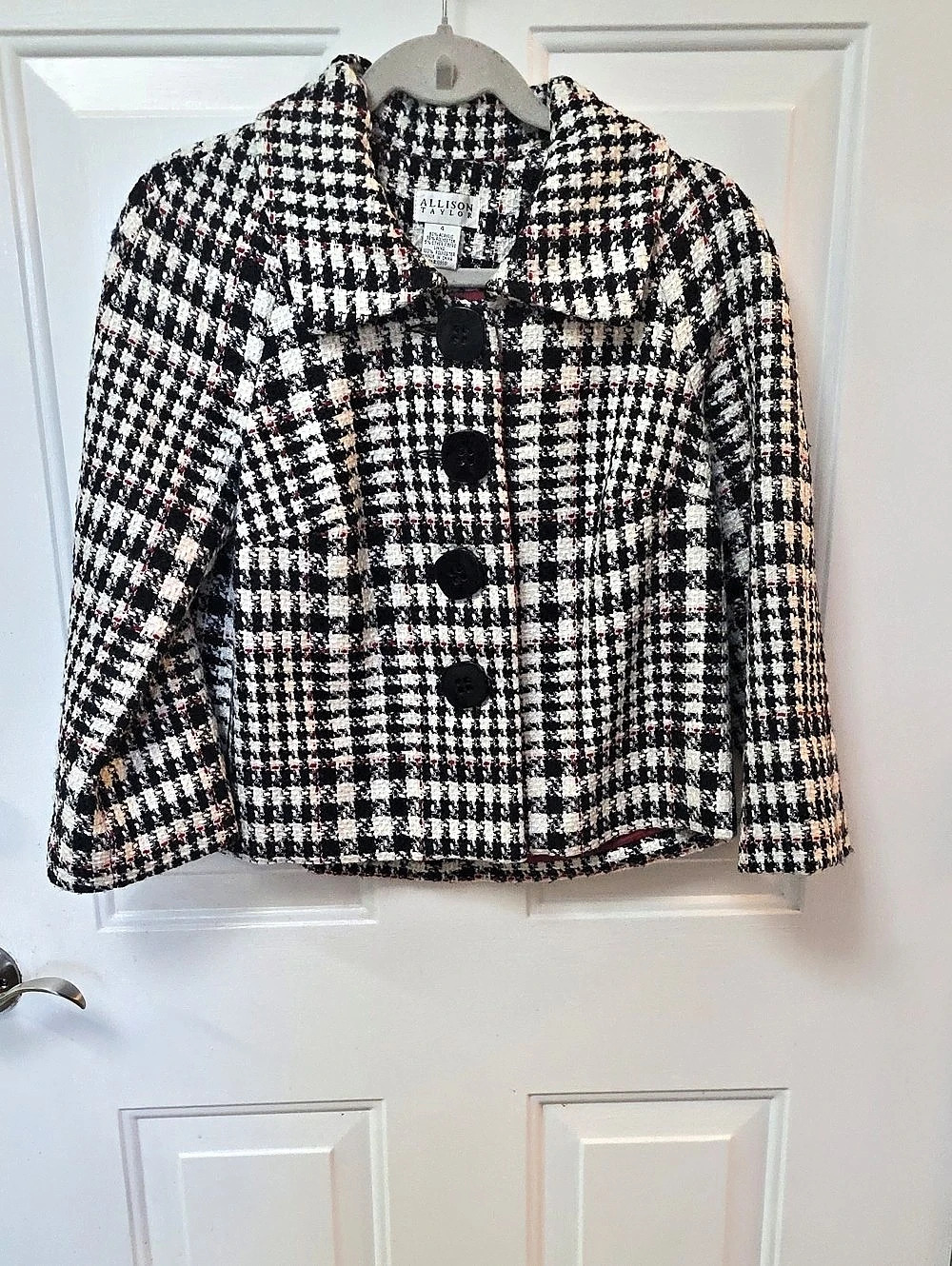 Allison Taylor Houndstooth Jacket in Black & White Size 4 Like New